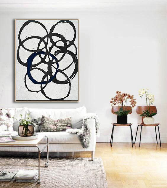Black And White Geometric Art Minimal Painting On Canvas,Modern Wall Decor #P9L2 - Click Image to Close
